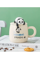 Panda Mug With Lid and Spoon 13oz