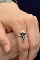 Sterling Silver Raven Skull Ring