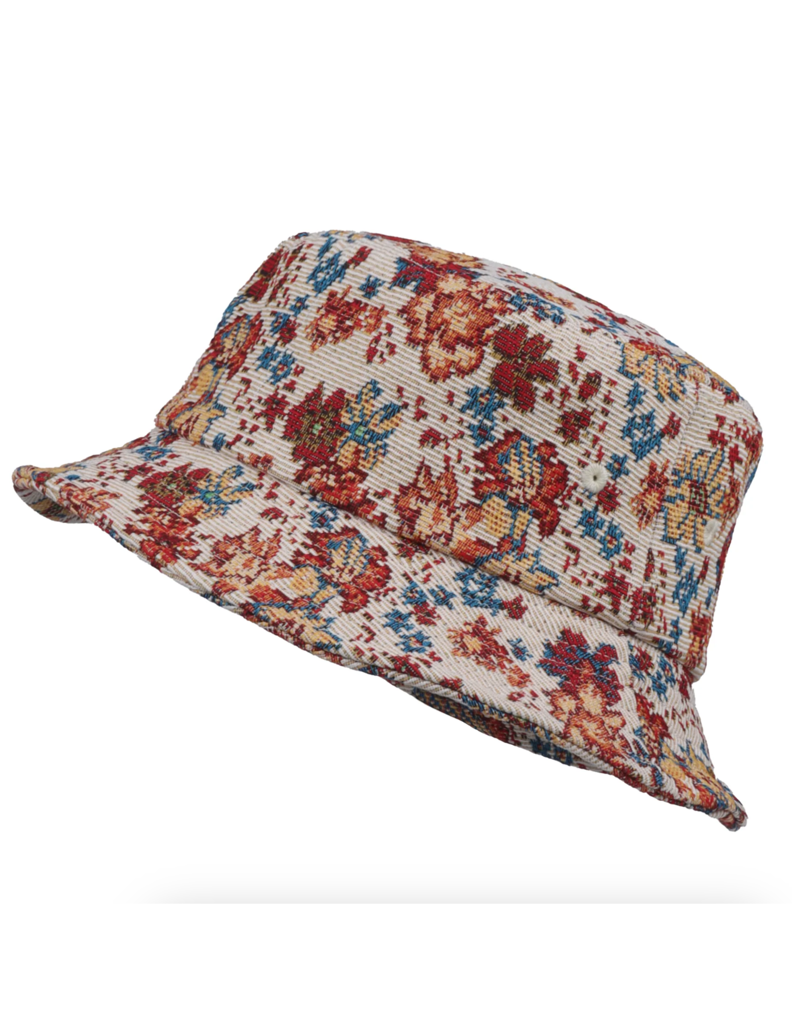 Jacquard Bucket Hat - Beige Floral Tapestry