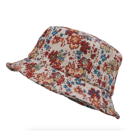Jacquard Bucket Hat - Beige Floral Tapestry