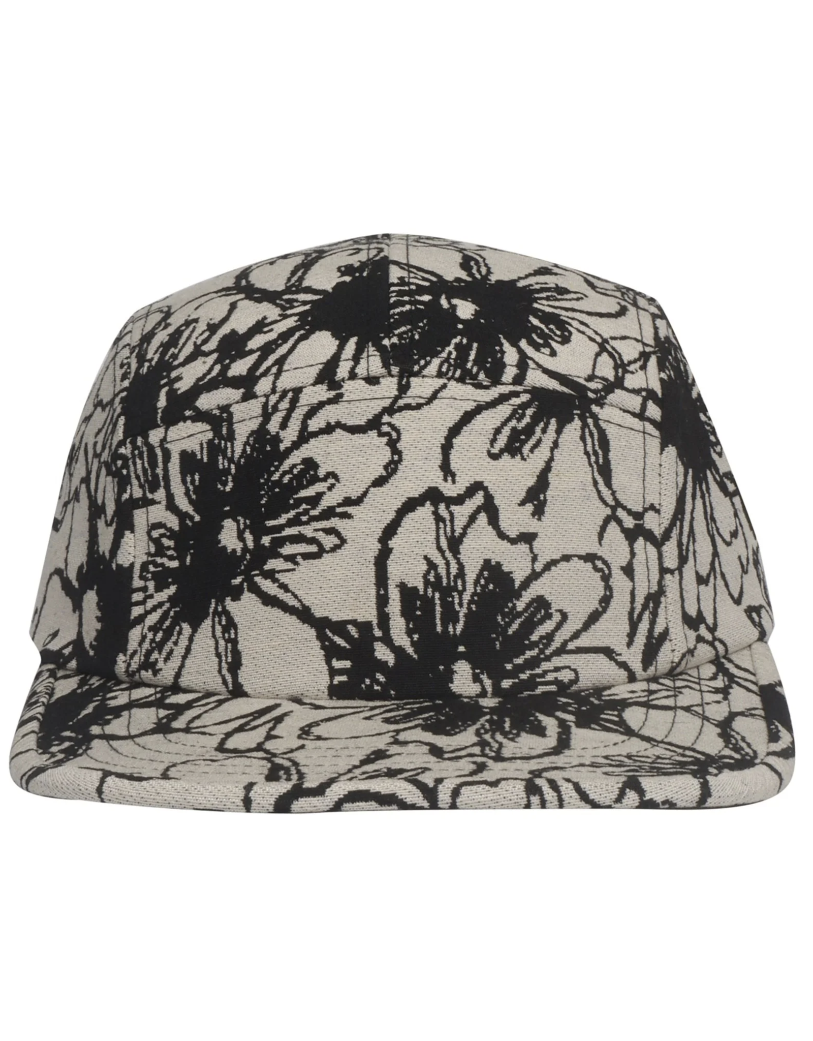 Jacquard 5-Panel Hat - Beige Abstract Flower