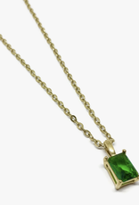 Square Emerald Gemstone Necklace
