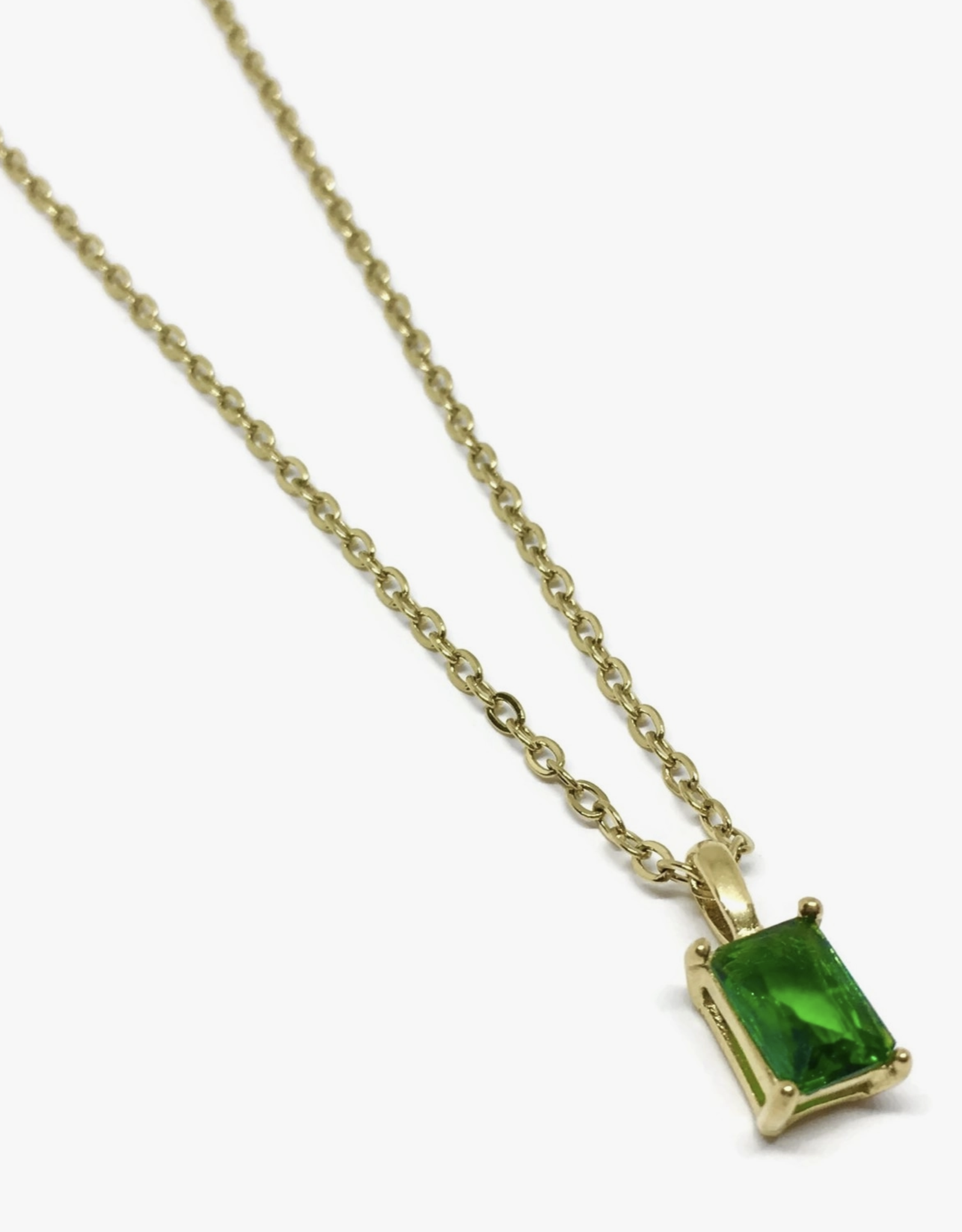 Square Emerald Gemstone Necklace