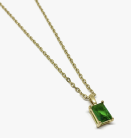 Square Emerald Gemstone Necklace