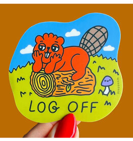 Log Off Beaver Sticker