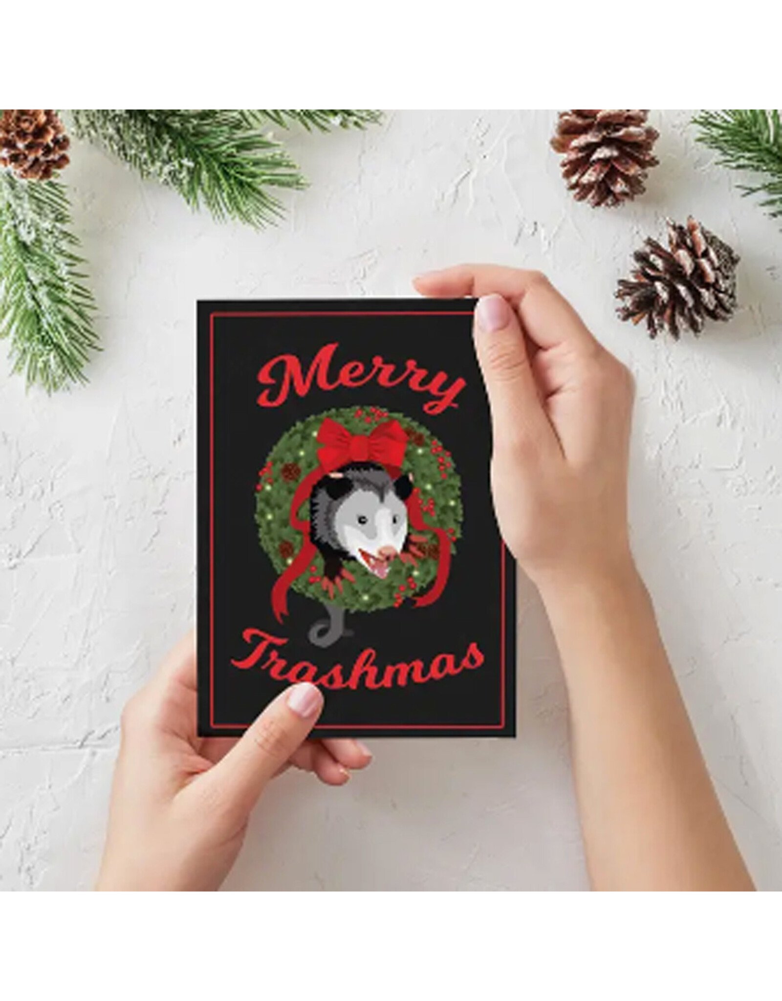 Merry Trashmas Opossum Greeting Card