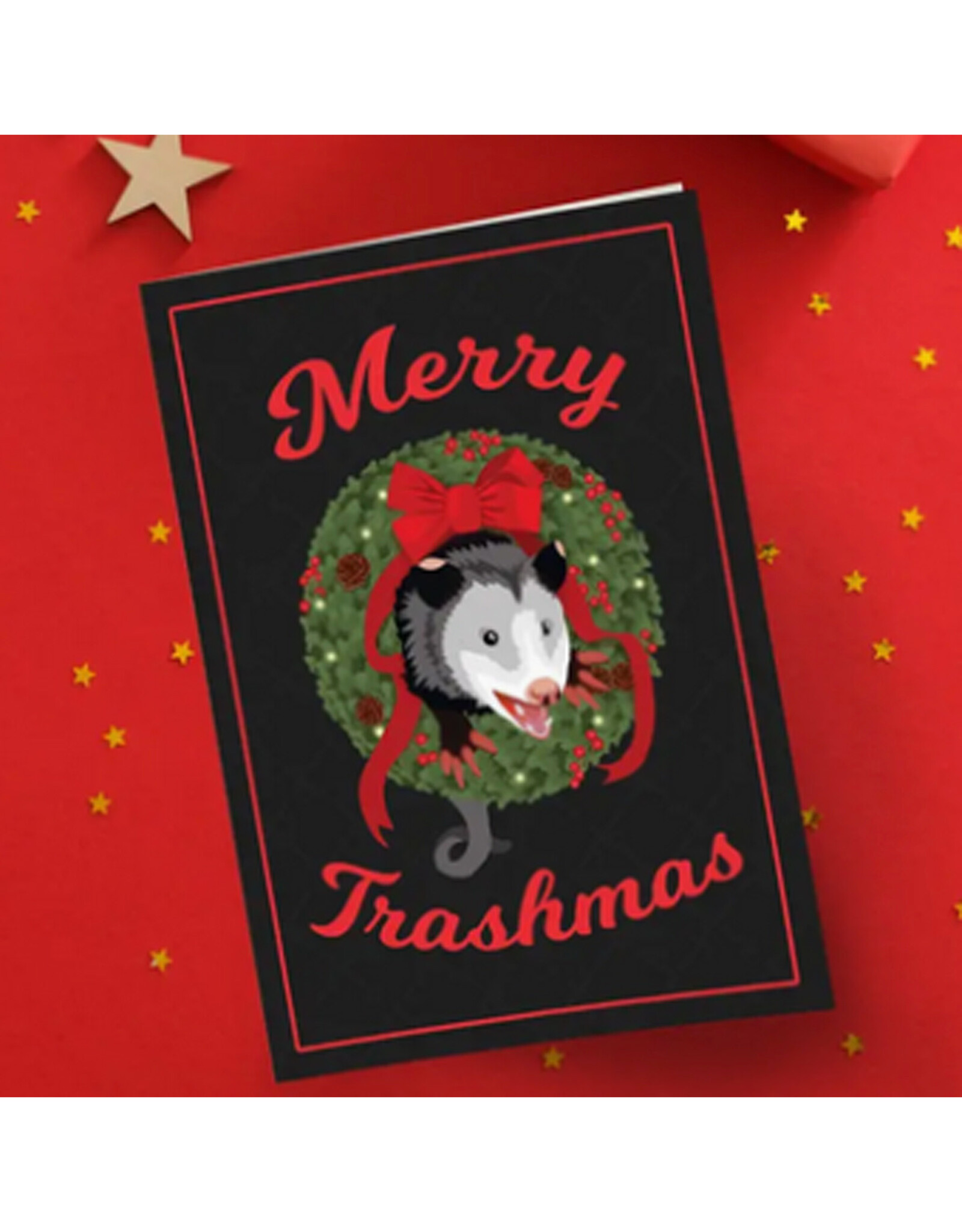 Merry Trashmas Opossum Greeting Card