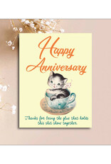 Happy Anniversary Teacup Kitten Greeting Card