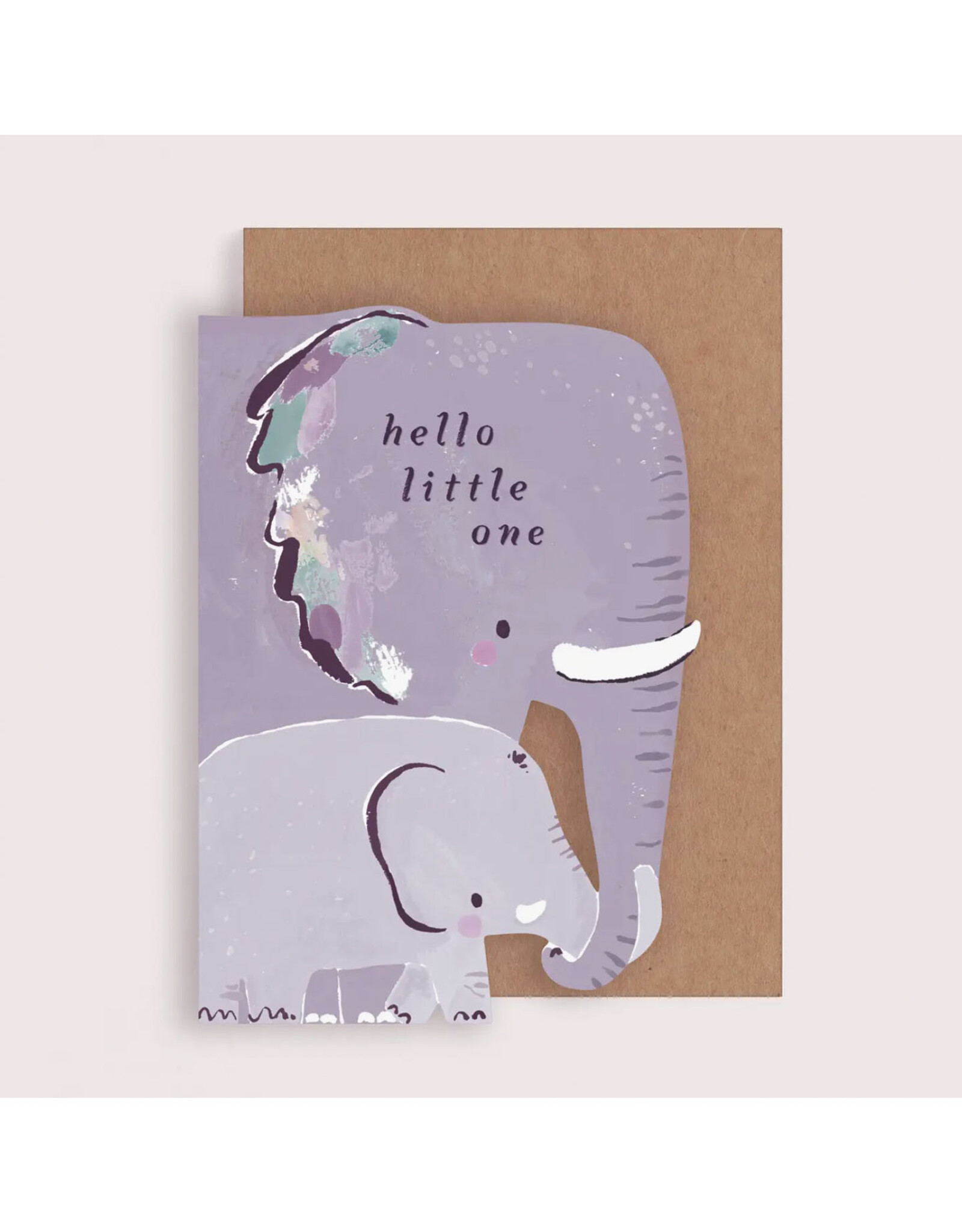 Hello Little One Elephants Cutout Greeting Card