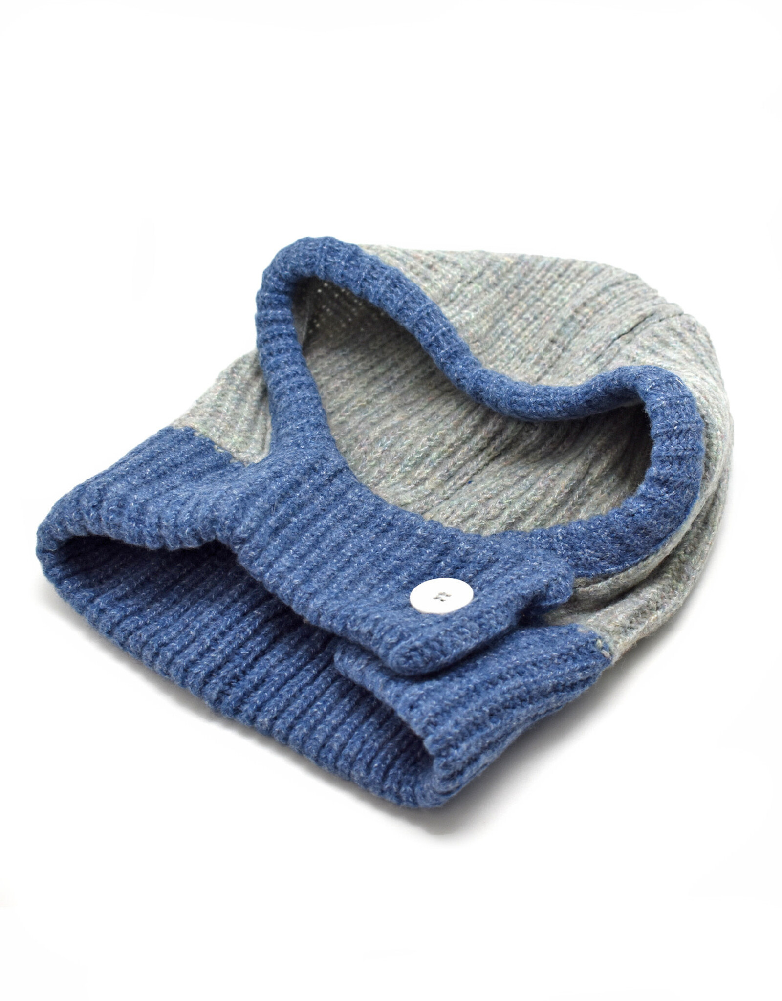 Buttoned Two-Tone Balaclava -  (Blue & Lt. Grey)