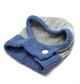 Buttoned Two-Tone Balaclava -  (Blue & Lt. Grey)