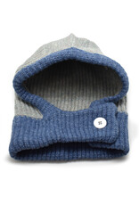 Buttoned Two-Tone Balaclava -  (Blue & Lt. Grey)