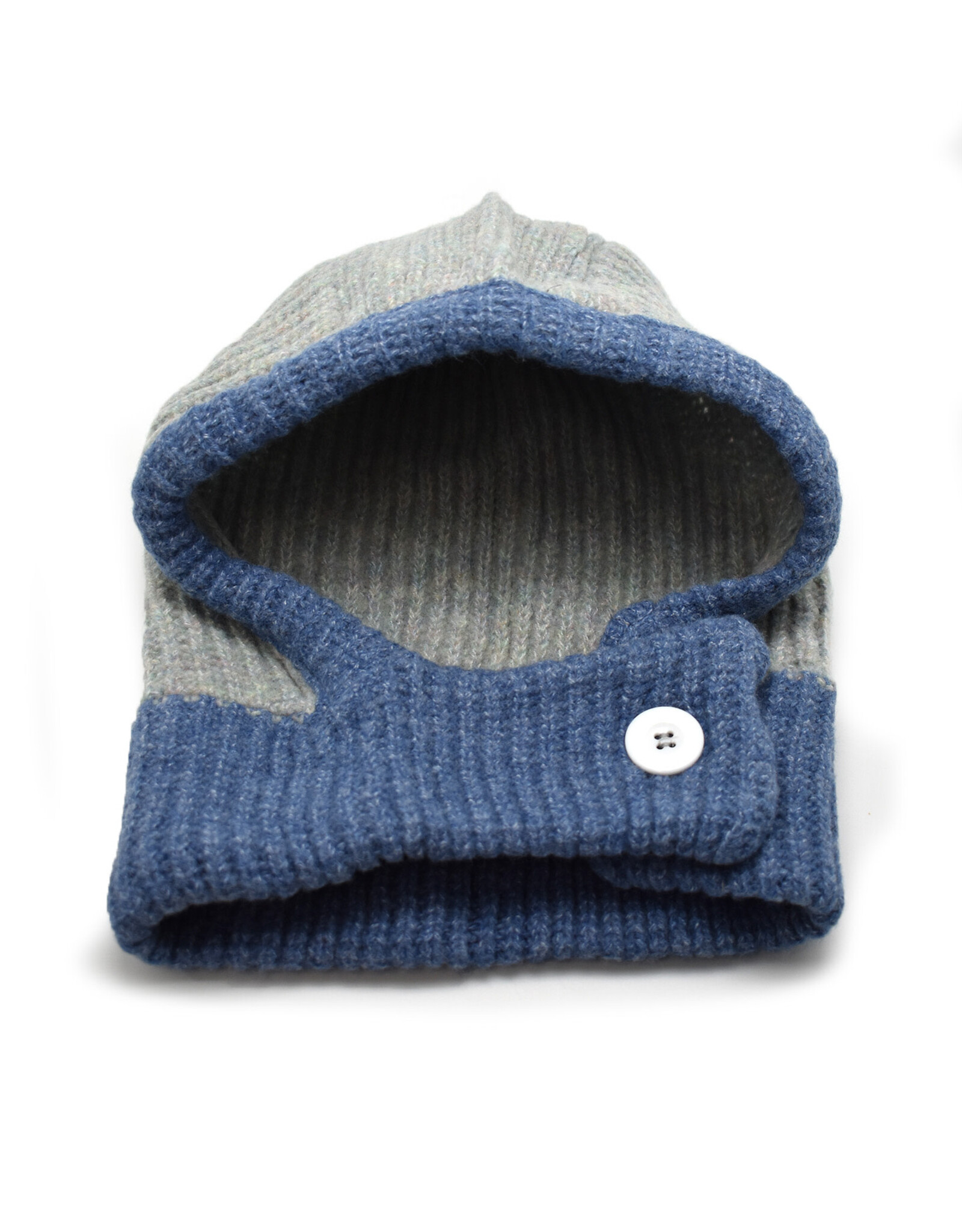 Buttoned Two-Tone Balaclava -  (Blue & Lt. Grey)