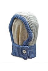 Buttoned Two-Tone Balaclava -  (Blue & Lt. Grey)