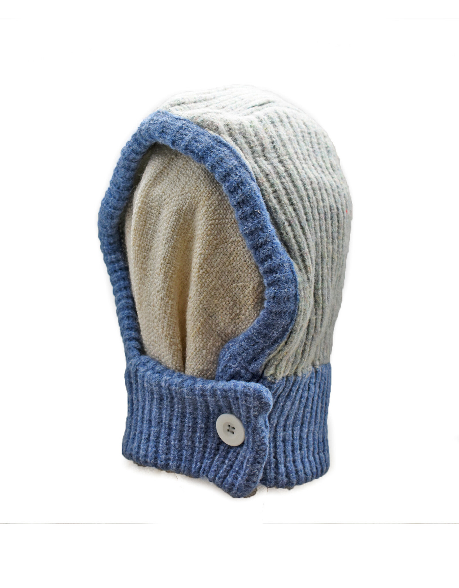 Buttoned Two-Tone Balaclava -  (Blue & Lt. Grey)