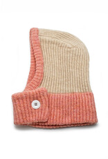 Buttoned Two-Tone Balaclava -  (Pink & Cream)