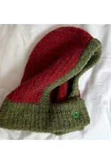 Buttoned Two-Tone Balaclava -  (Red & Green)
