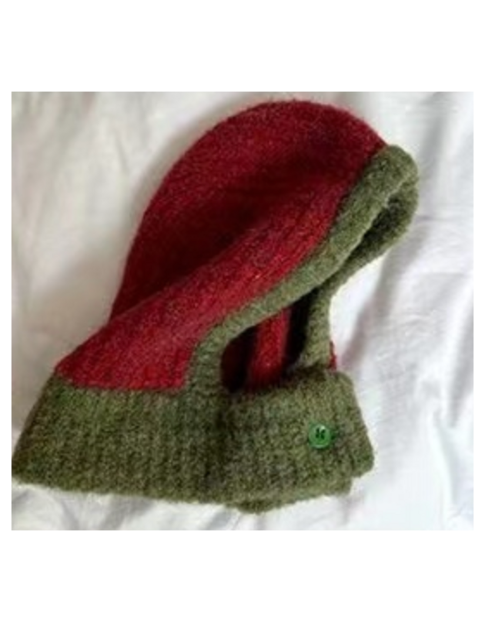 Buttoned Two-Tone Balaclava -  (Red & Green)