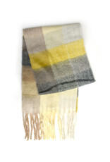 Brushed Checkered Scarf - Yellow/Ivory