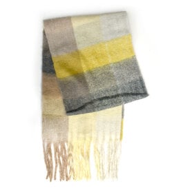 Brushed Checkered Scarf - Yellow/Ivory