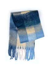 Brushed Checkered Scarf - Baby Blue/White