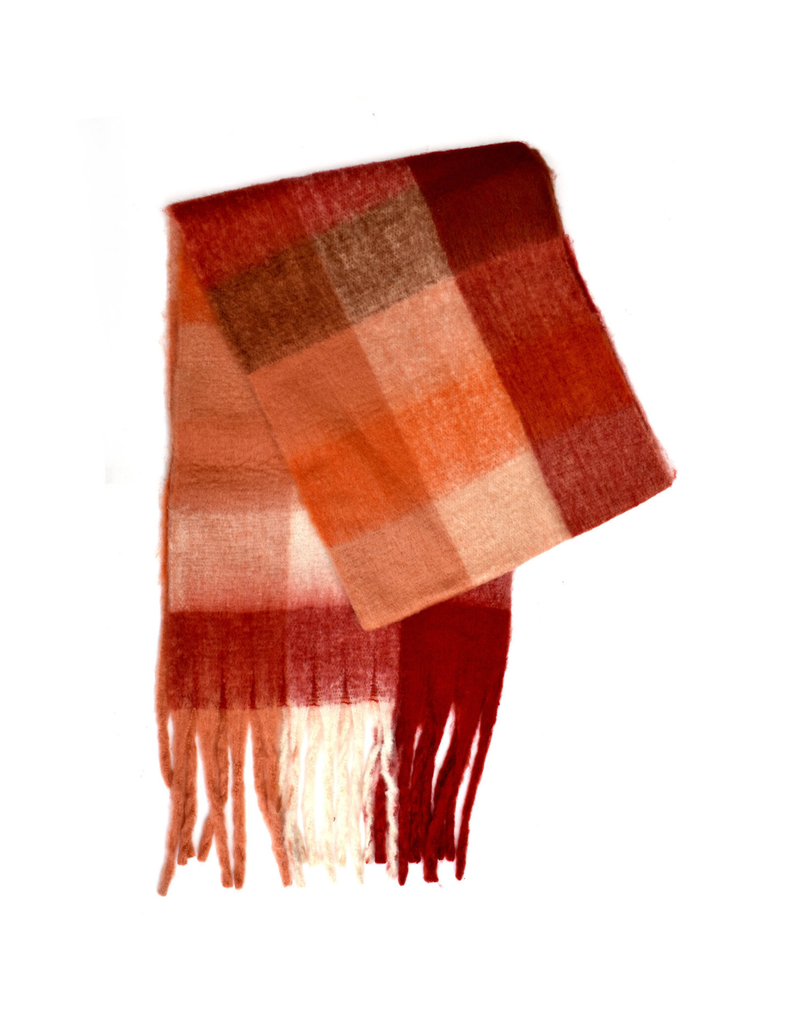Brushed Checkered Scarf - Orange Combo
