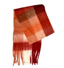 Brushed Checkered Scarf - Orange Combo