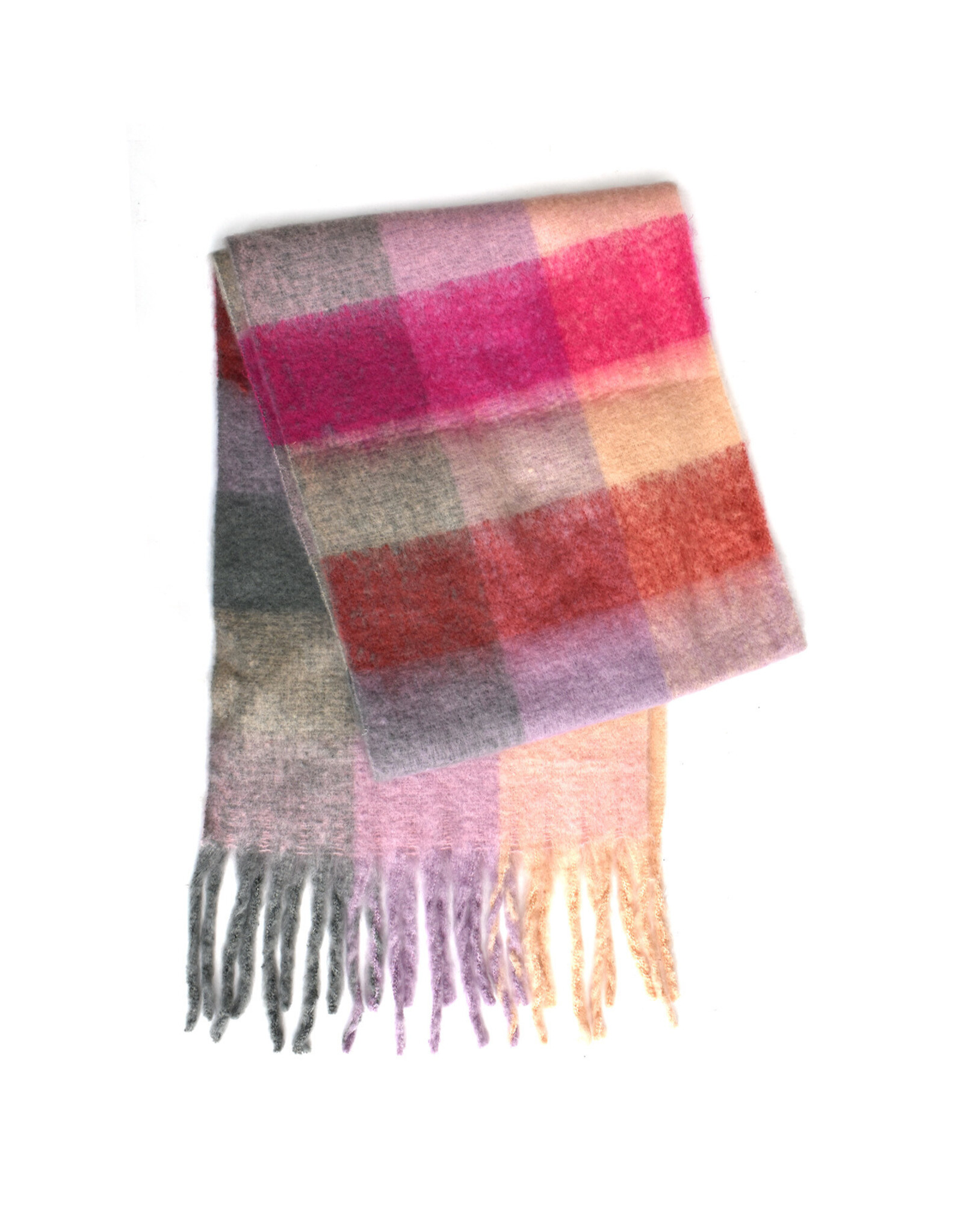 Brushed Checkered Scarf - Pink Combo