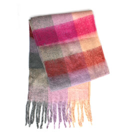 Brushed Checkered Scarf - Pink Combo