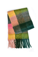 Brushed Checkered Scarf - Pink/Green
