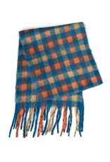 Brushed Multi Checkered Scarf - Blue/Orange