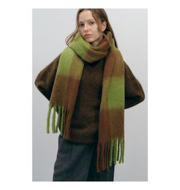 Brushed Buffalo Check Scarf - Brown/Green