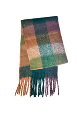 Brushed Checkered Scarf - Dusty Pink/Green
