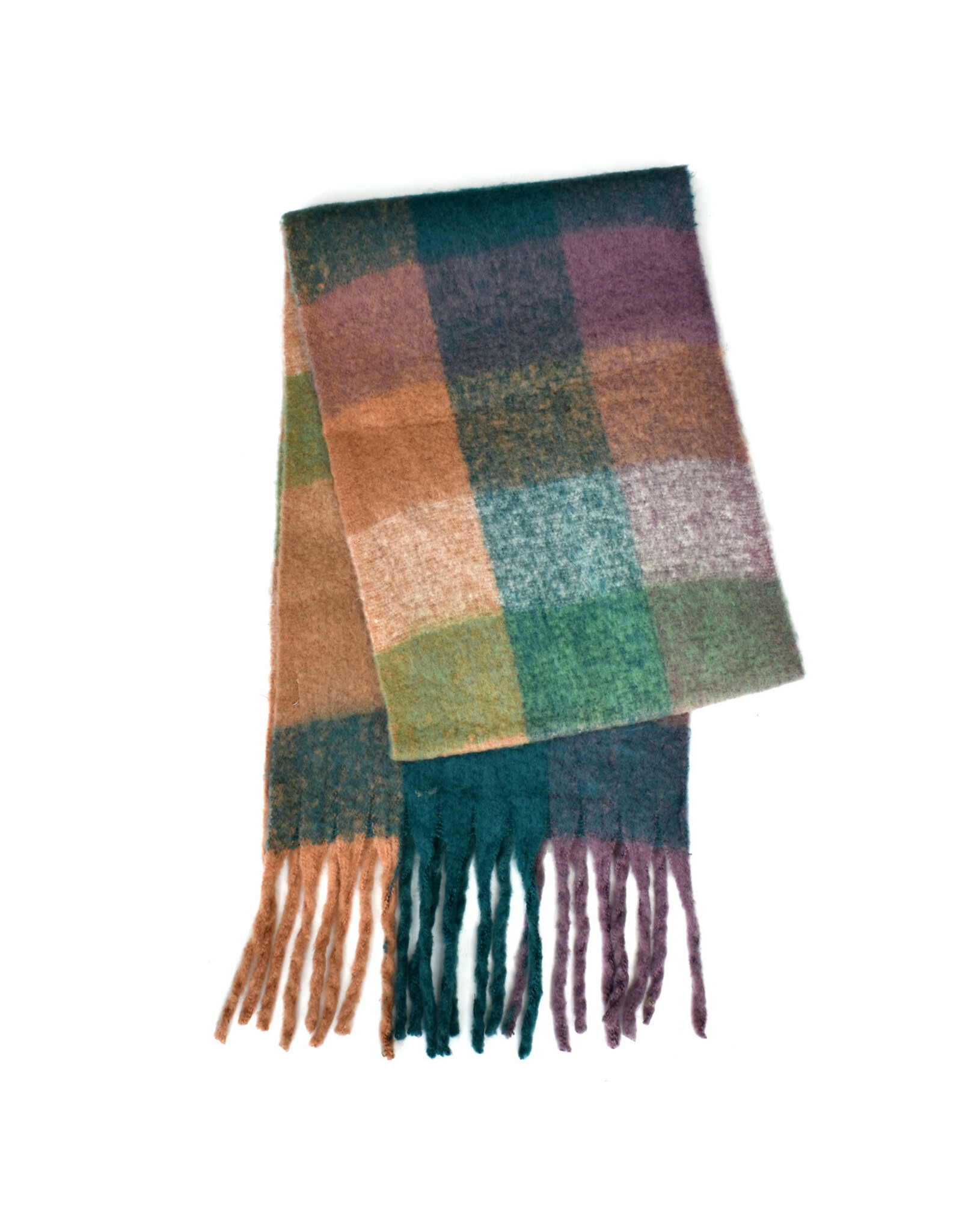 Brushed Checkered Scarf - Dusty Pink/Green