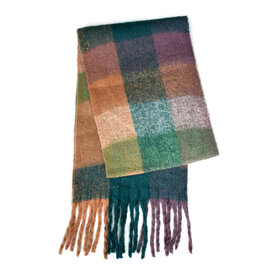 Brushed Checkered Scarf - Dusty Pink/Green