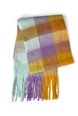 Brushed Checkered Scarf - Yellow/Lavender/Mint