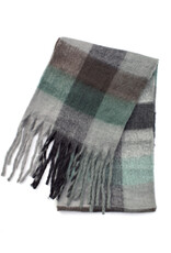 Brushed Checkered Scarf - Black/Mint