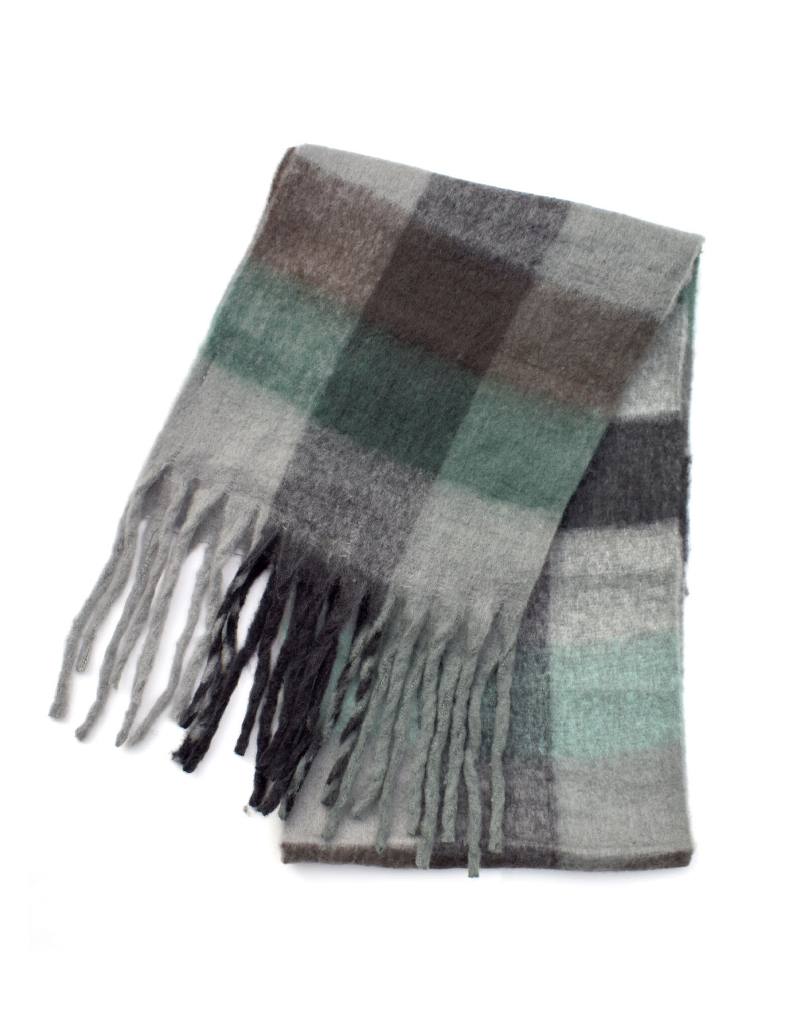 Brushed Checkered Scarf - Black/Mint