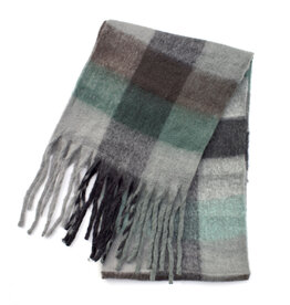 Brushed Checkered Scarf - Black/Mint