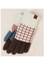 Jacquard Touchscreen Gloves - Ivory Grid