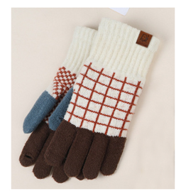 Jacquard Touchscreen Gloves - Ivory Grid