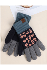 Jacquard Touchscreen Gloves - Navy Trees