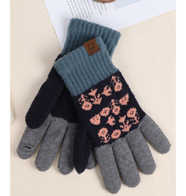 Jacquard Touchscreen Gloves - Navy Trees