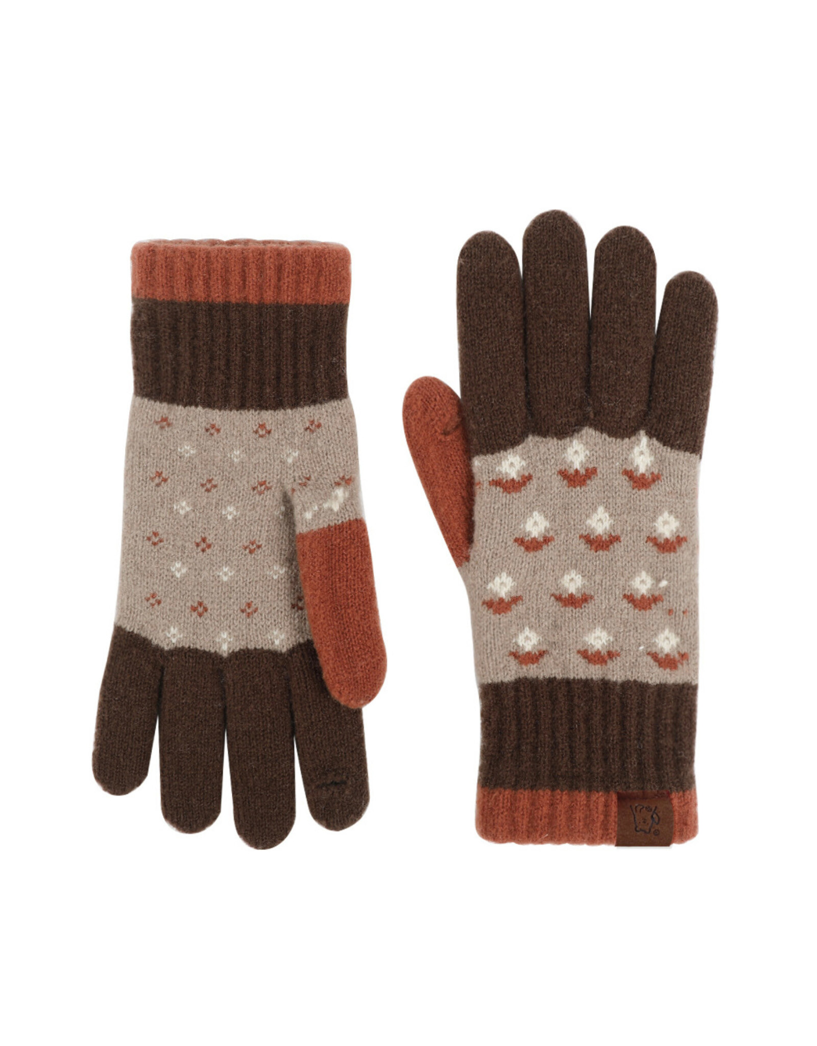 Jacquard Touchscreen Gloves - Taupe Trees