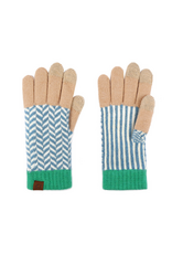 Chevron Jacquard Touchscreen Gloves - Blue/White