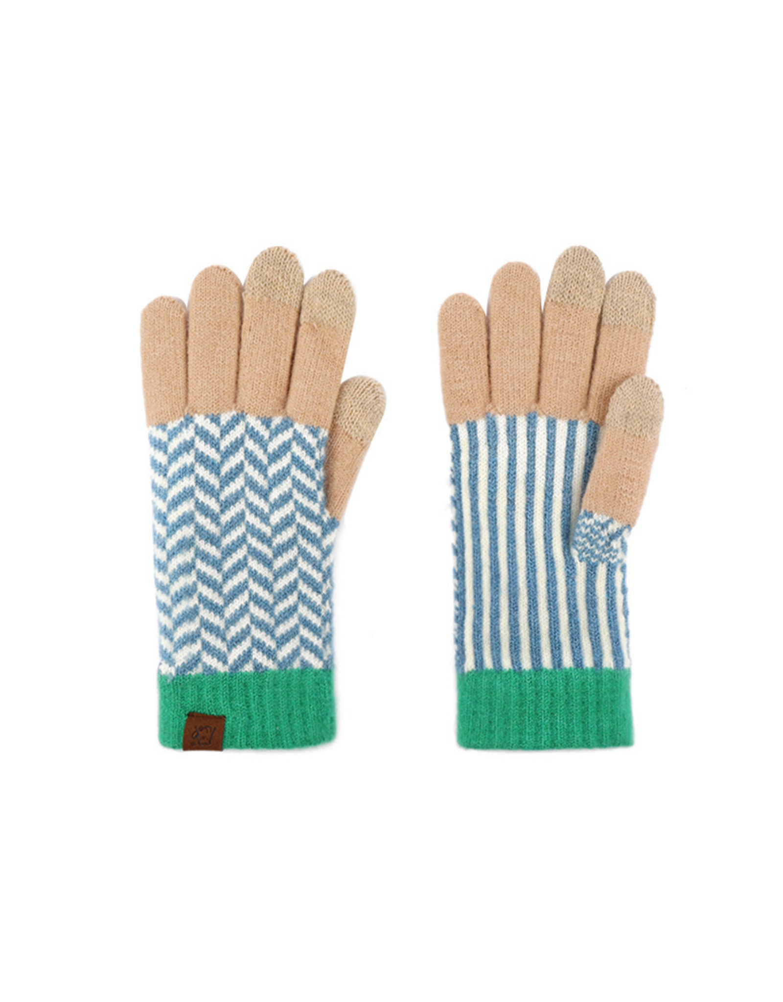 Chevron Jacquard Touchscreen Gloves - Blue/White