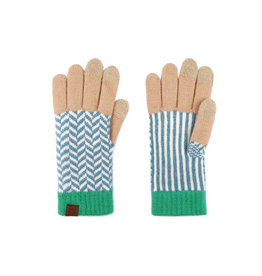 Chevron Jacquard Touchscreen Gloves - Blue/White