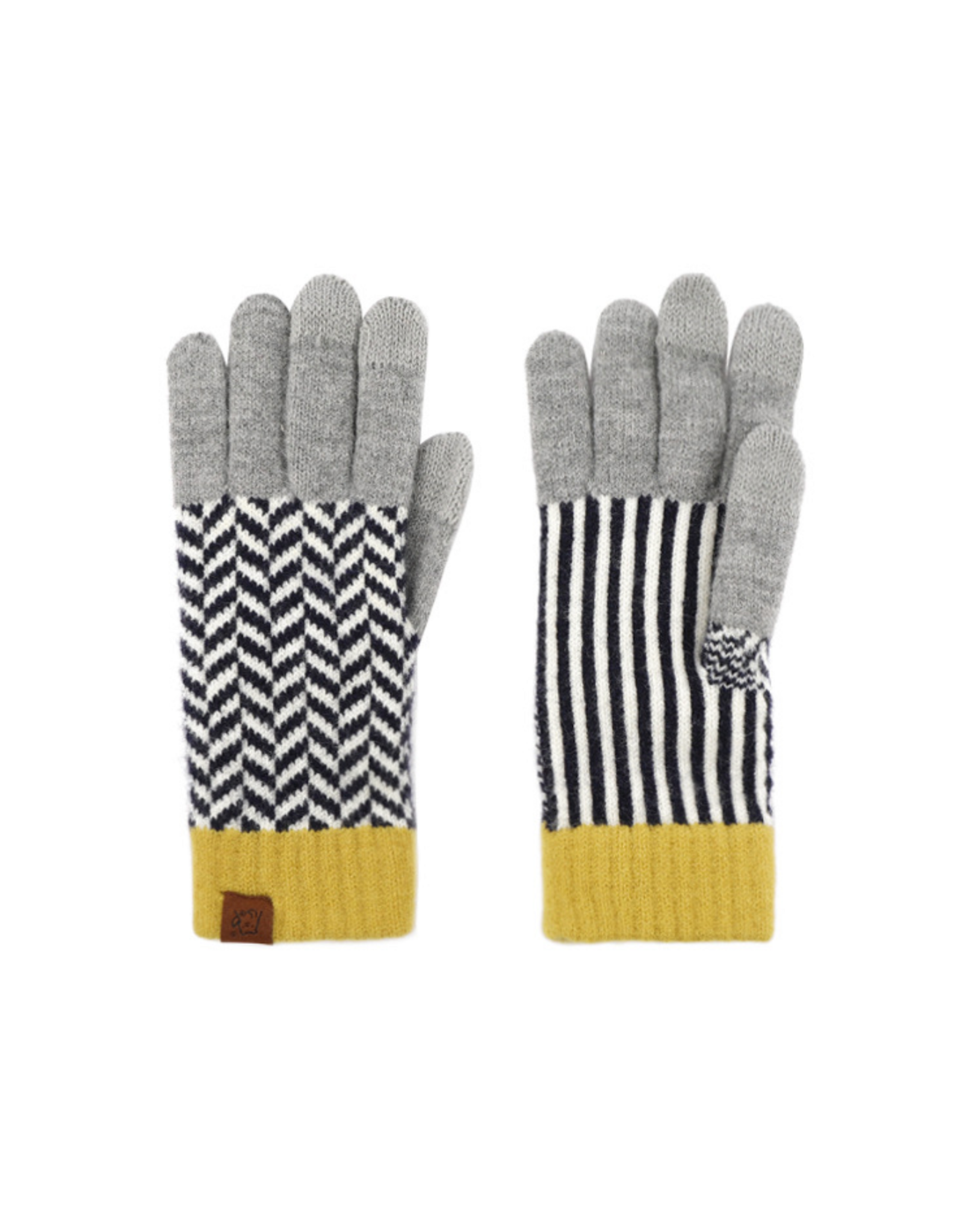 Chevron Jacquard Touchscreen Gloves - Black/White