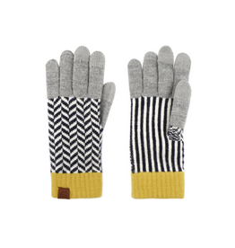 Chevron Jacquard Touchscreen Gloves - Black/White