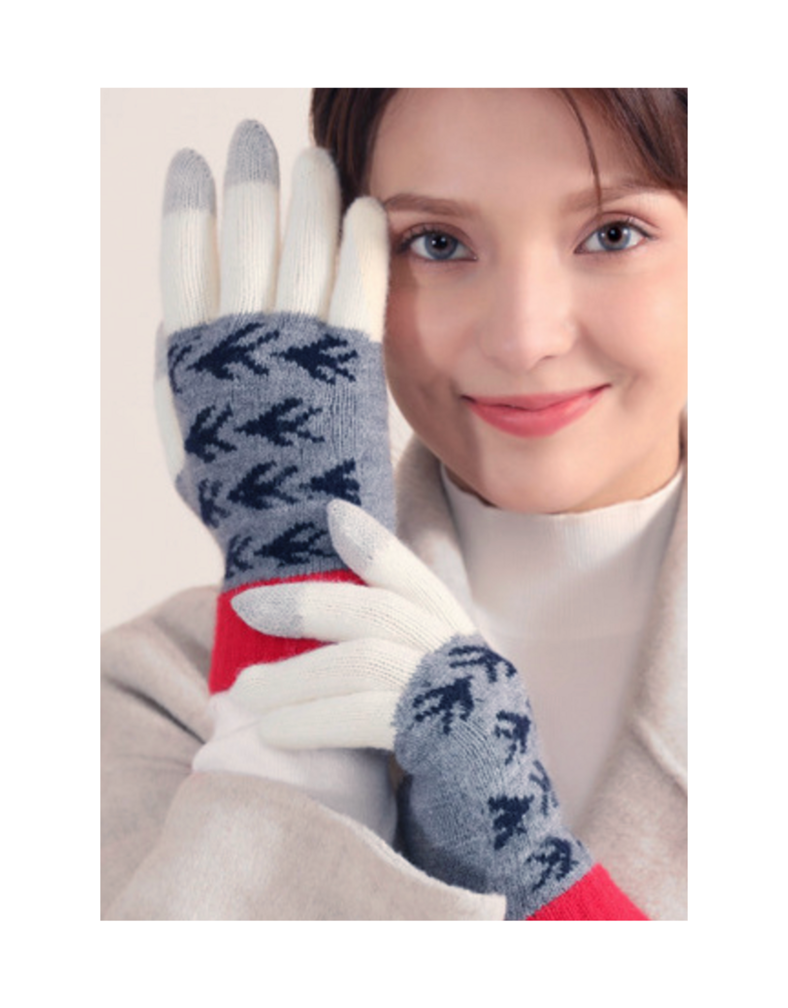 Jacquard Touchscreen Gloves - Navy Swallows